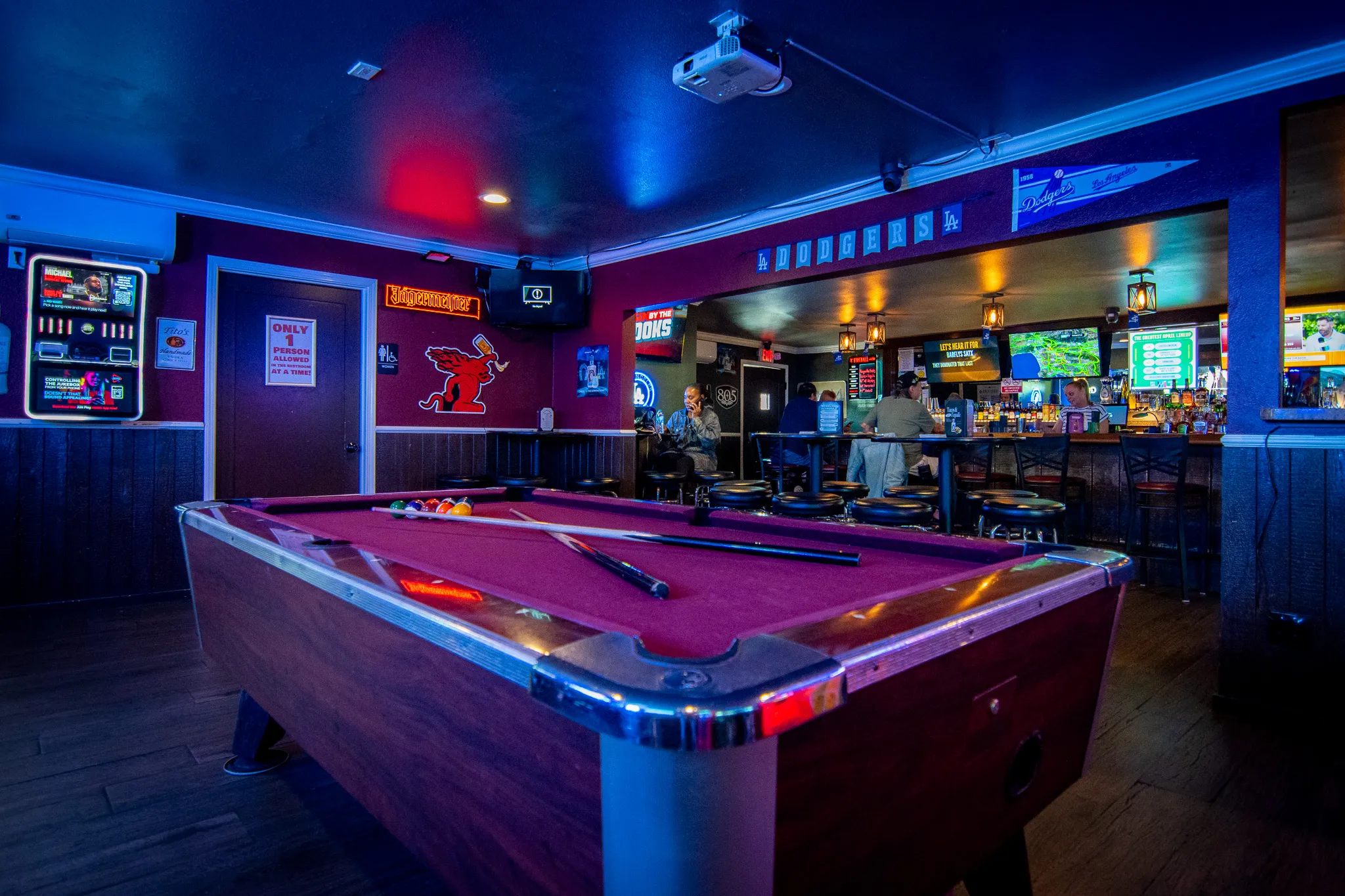 Pool tables at The Greatest bar in Hawthorne